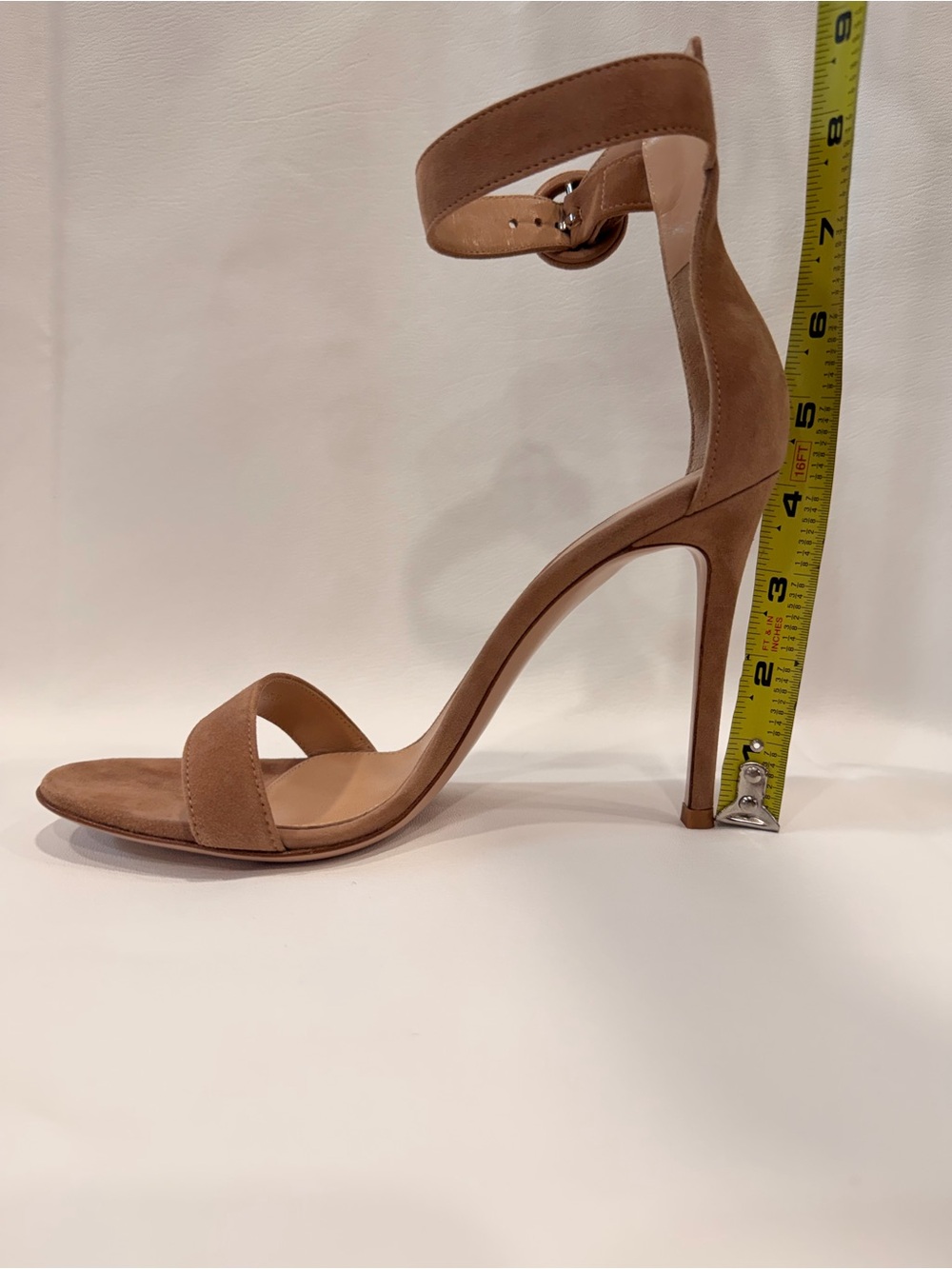 Gianvito Rossi PortofinoTan Suede Ankle-Strap Stiletto Sandals - Picture 15 of 16